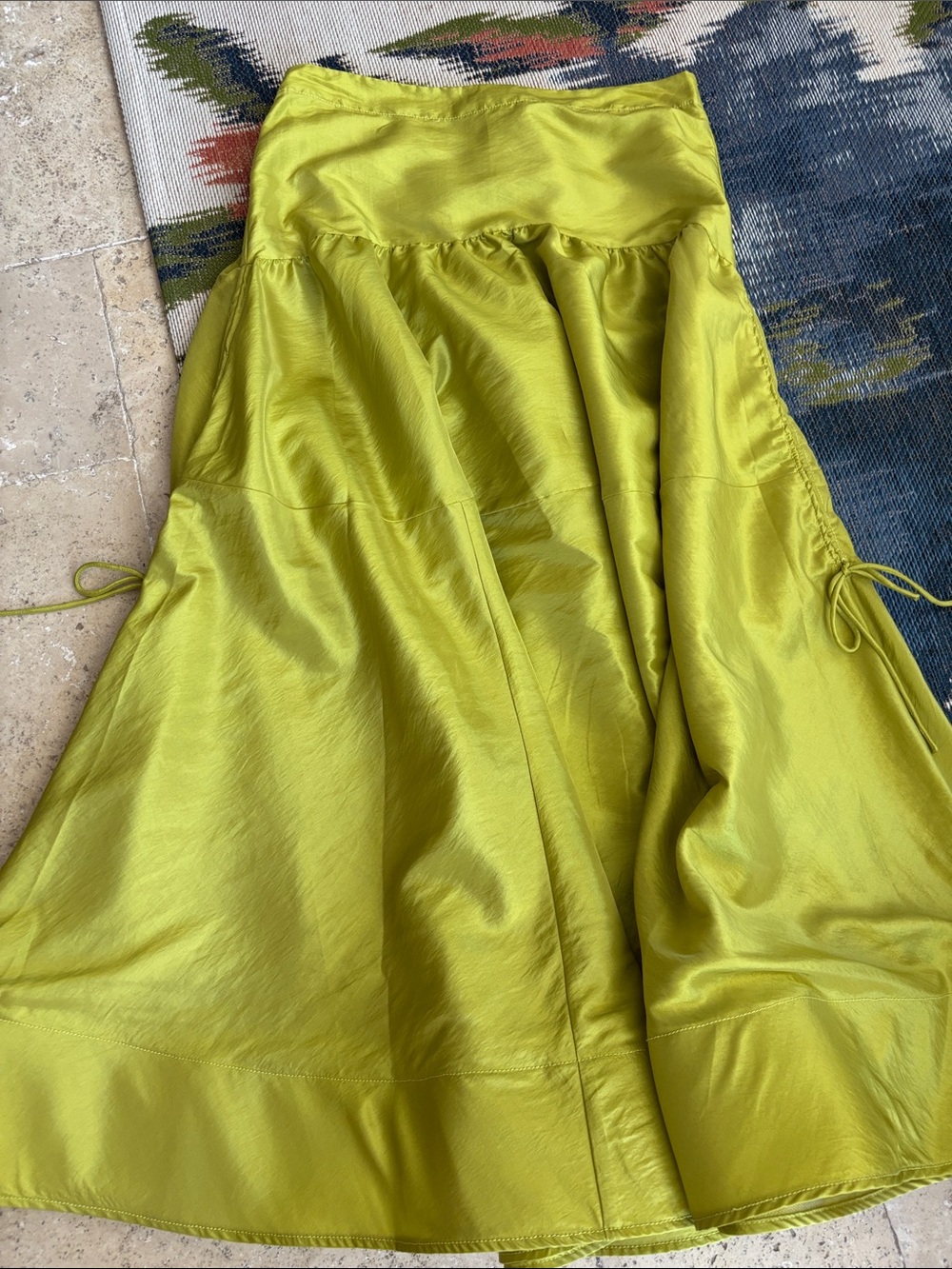 Free People Emery drop waist taffeta skirt in Chartreuse